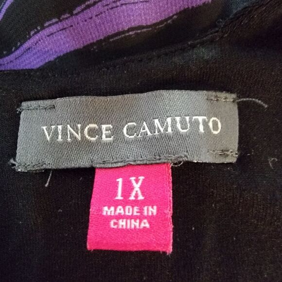 Vince Camuto Rich Black Chiffon Overlay Sweep Stripe Maxi Dress 1X - Picture 7 of 8